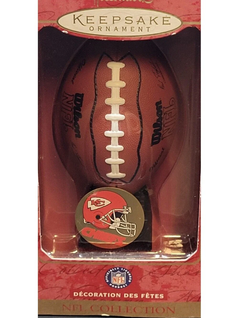 2000 Hallmark Keepsake Football Ornament Kansas City Chiefs Christmas New in Box